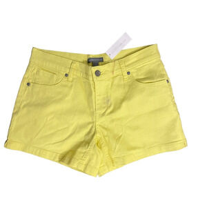 New York & Company Shorts Womens Size 2 Yellow Stretch Button Zip Pockets Casual
